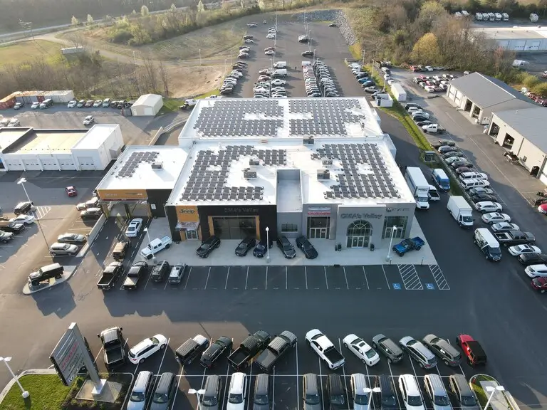 Solar energy system at CMA's Valley CDJR in Staunton, VA