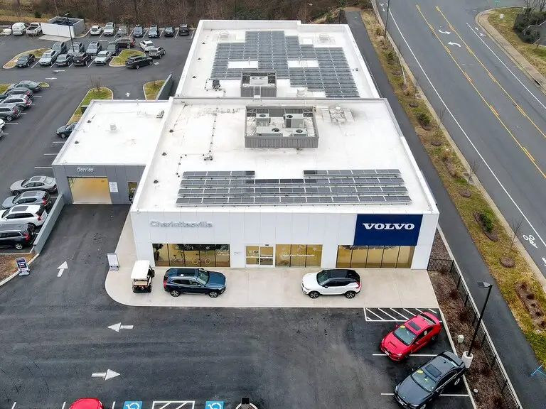 CMA's Volvo Cars of Charlottesville with solar panels